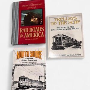 Vintage Antique 3 hardback books on American Train history